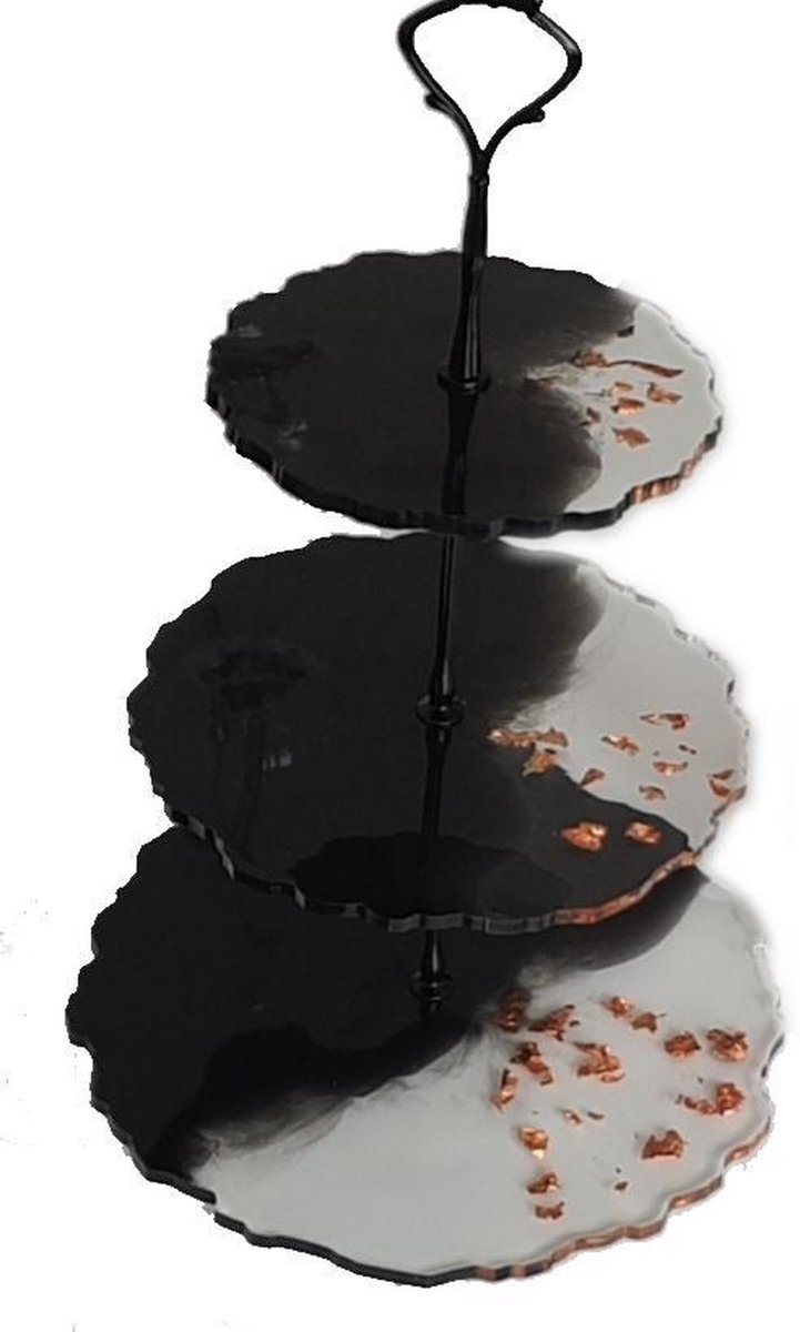 Epoxy handmade etagére | artistic design resinart etagére met 3 lagen|  zwart en... | bol.com