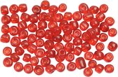 Rocailles, d 4 mm, afm 6/0 , gatgrootte 0,9-1,2 mm, helder rood, 25 gr/ 1 doos