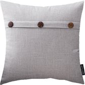 Lucy’s Living Luxe Sierkussenhoes BUTTON  - grijs - 45 x 45 cm - polyester - linnen - kussen - kussens - fluweel - wonen - interieur