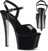 Pleaser - SKY-309CRS Sandaal met enkelband, Paaldans schoenen - Paaldans schoenen - 35 Shoes - Zwart