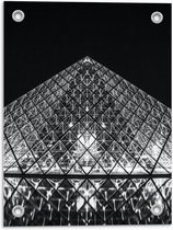 Tuinposter – Louvre- Parijs (zwart/wit) - 30x40cm Foto op Tuinposter  (wanddecoratie voor buiten en binnen)