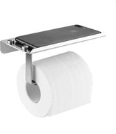 Toiletpapierrolhouder Wandmontage Zelfklevende badkamerweefseldispenser Roestvrijstalen toiletpapier houder met houder voor mobiele telefoon