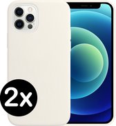 iPhone 12 Pro Hoesje Siliconen Case Hoes - iPhone 12 Pro Case Siliconen Hoesje Cover - 2 PACK - Wit