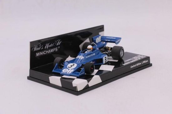 The 1:43 Diecast modelcar of the Tyrell Ford 007 #3 who won the Swedish GP in 1974. The driver is Jody Scheckter. This scalemodel is limited by 1980pcs.The manufacturer is Minichamps.