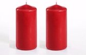 Pakket van 2x stuks stompkaarsen rood 10 cm 16 branduren