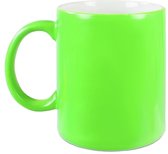 4x neon groene koffie/ thee mokken 330 ml - groen - geschikt voor sublimatie drukken - fluor groene onbedrukte cadeau koffiemok/ theemok