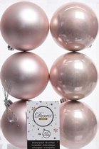 42x Licht roze kunststof kerstballen 8 cm - Mat/glans - Onbreekbare plastic kerstballen - Kerstboomversiering licht roze