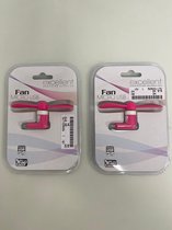 Mini ventilator: via oplader mobiele telefoon - set van 2 stuks (roze)