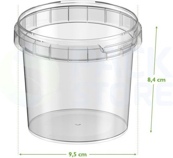 Récipients en plastique ronds ø95mm (360 ml) - 20 pièces - Transparent avec  couvercle... | bol.com