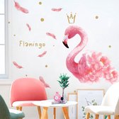 Muursticker | Flamingo met kroon | Wanddecoratie | Muurdecoratie | Slaapkamer | Kinderkamer | Babykamer | Jongen | Meisje | Decoratie Sticker