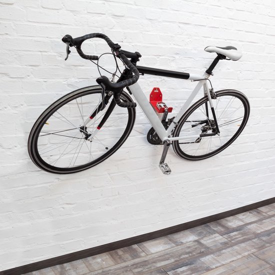 Relaxdays fiets ophangsysteem pedaal - fietsbeugel wandmontage -  fietshouder muur - rood | bol.com