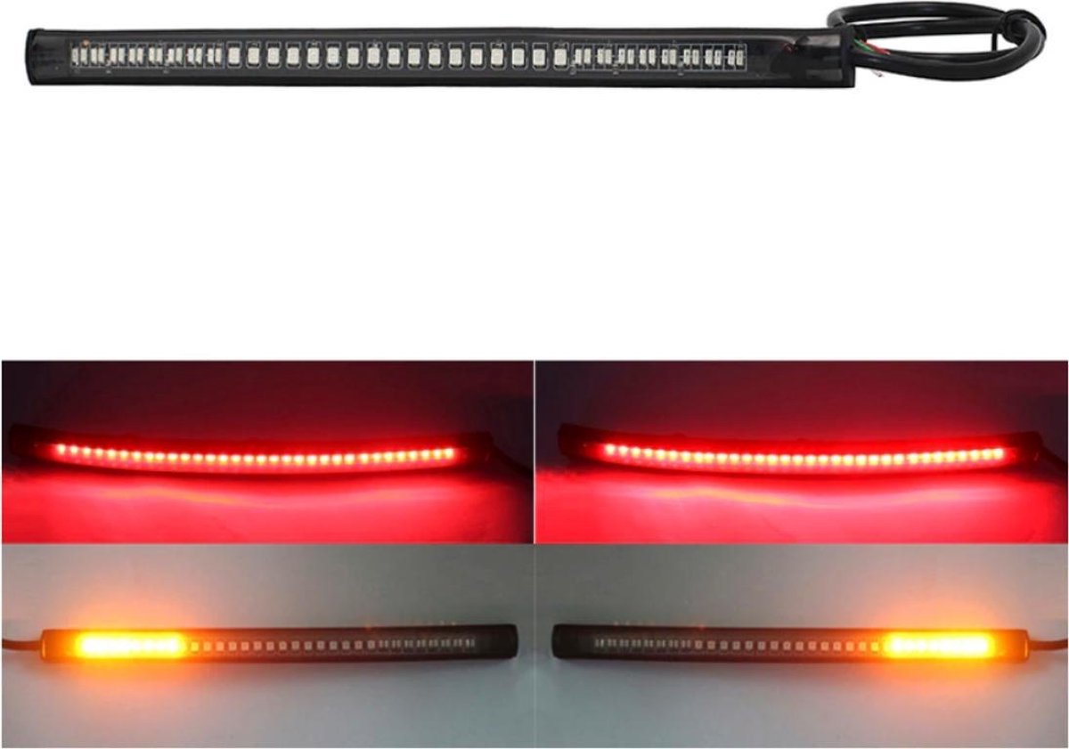 Knipperlicht en remlicht strip voor motorfiets / 19.8 cm breed / Rood remlicht + Gele knipperlichten