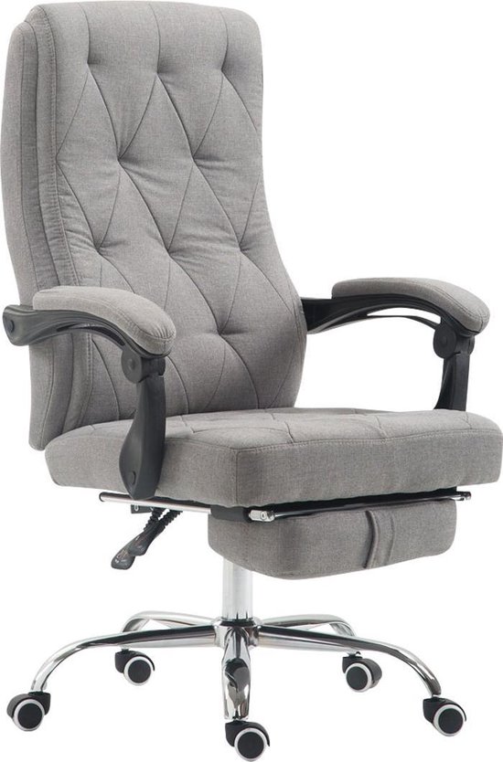 Chaise de bureau - Avec repose-pieds - Ergonomique - Tissu - Grijs