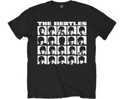 The Beatles - Hard Days Night Faces Mono Heren T-shirt - XXL - Zwart
