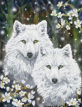 Diamond Painting Volwassenen - Ronde Steentjes - Volledig Pakket - Hobby - Diamond Dotz® - DD12.047 - Dieren - Witte winter wolven 51 x 66cm