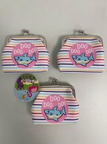 Kinderportemonnee: met leuke opdruk (shark doo doo doo) - set van 3 stuks (met clipsluiting)