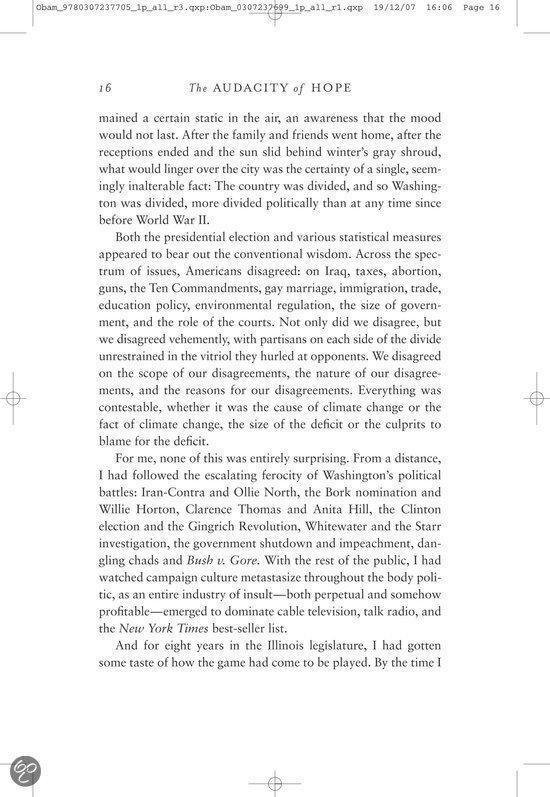 Tekstpagina uit "The Audacity of Hope", Pagina 16.
