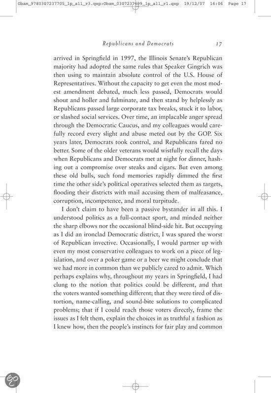 Tekstpagina uit "The Audacity of Hope", Pagina 17.