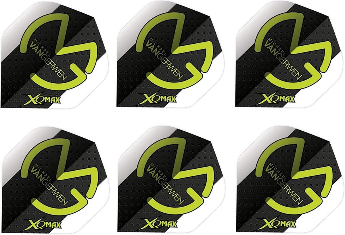 XQ Max Michael van Gerwen Flights polymeer Standaard A - 100 micron - Groen / Wit / Zwart 6 stuks
