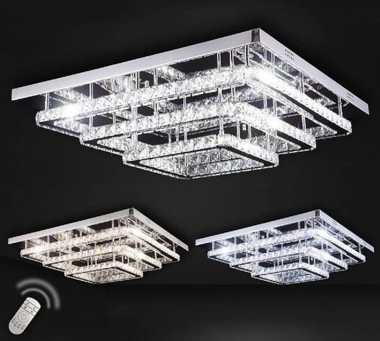 Asera Kristallen LED Plafondlamp Met Afstandsbediening 3 Kleuren | bol.com