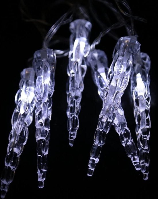 Meisterhome 8 ijspegels led - lichtsnoer lichtketting wit Decoratie - warm en sfeervol voor het hele jaar op batterij  voor binnen