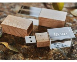 Glas hout usb stick 3D bedrukken met naam of foto 16GB