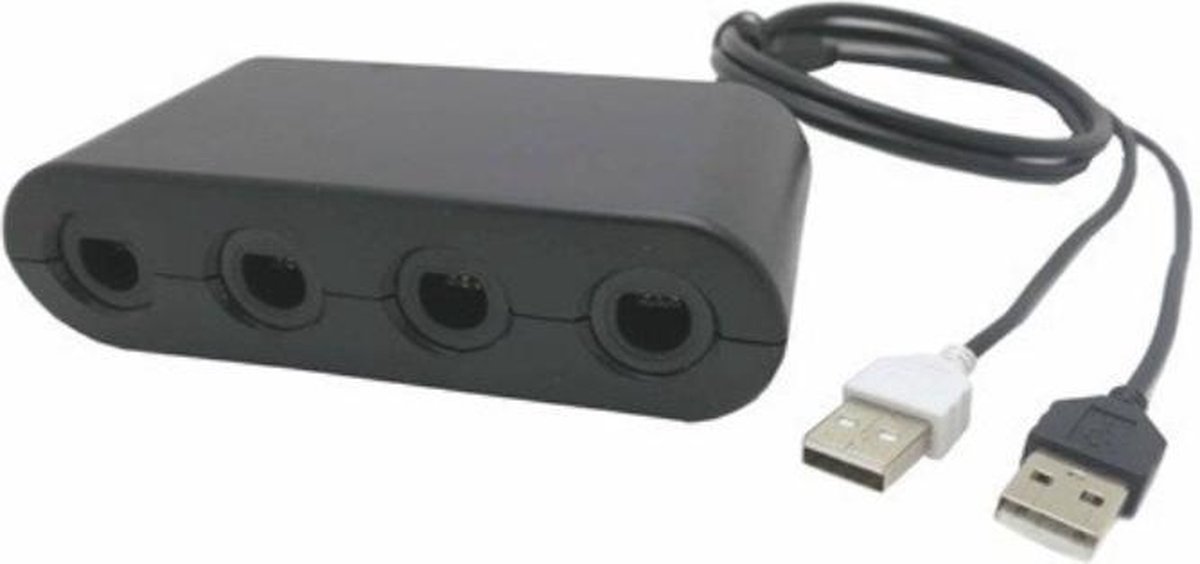 GameCube controller adapter voor Nintendo Wii U, Nintendo Switch en PC, notebook en emulator / zwart - 0,90 meter