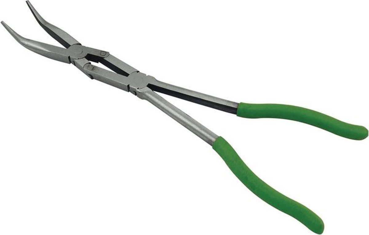 Lange, gebogen tang 350 mm voor moeilijk bereikbare plaatsen