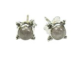 zilveren knop oorbellen rozenkwarts 925 zilver