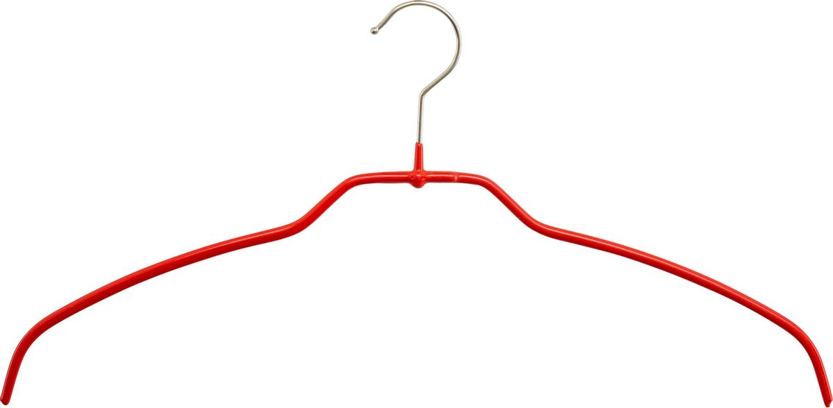 [Set van 5] MAWA 42FT - ultra dunne ruimtebesparende kledinghangers met een rode anti-slip coating voor o.a. lingerie, blouses, jurkjes en shirtjes