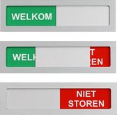 Schuifbordje Welkom - Niet Storen. Deurbordje Welkom Niet Storen - 100 mm x 28 mm - Met maar 4 mm dikte geen blok op je deur - Promessa-Design.