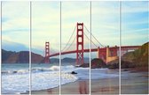 Schilderij , Golden Gate Bridge, Multikleur ,4 maten , 5 luik , wanddecoratie , Premium print , XXL