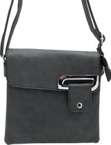 Nuba Design - Dames schoudertas - Klein Tasje - Crossbody tas - Leer Look - Zwart / Antraciet