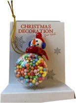 Kersthanger - Sneeuwpop - Rood - Glas - 7 x 4,5 x 9,5 cm