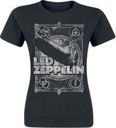 Led Zeppelin Dames Tshirt -XL- Vintage Print LZ1 Zwart