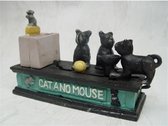 Spaarpot Mechanisch - Kat en Muis - Leuke spaarpot kinderen - 12,5 cm hoog