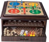 10-in-1 verzameling houten spellen - bordspellen - cadeau tip - - spelplezier - opbergvriendelijk - familiespellen