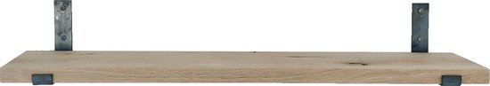 GoudmetHout Massief Eiken Wandplank - Wandrek - 100x20 cm - Industriële Plankdragers L-vorm Up - Staal - Zonder Coating
