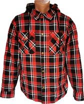 Veste de moto Lumberjack Rouge / Wit avec protection (amovible). Taille 6XL