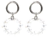 Oorbellen met Glaskralen - Facet Geslepen - Oorringen - 4 cm - Zilverkleurig