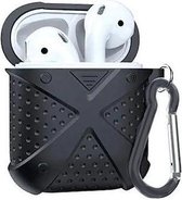 Zwart Dropshock Hoesje Kunststof TPU Airpods Case Met sleutelhanger voor Apple Airpods - van Bixb