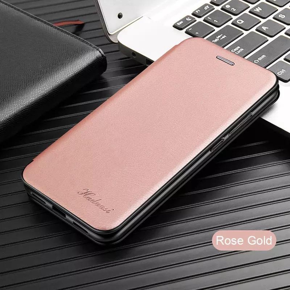 Flip Case met Kaarthouder en Magneetsluiting voor Redmi Note 9 – Roze Goud