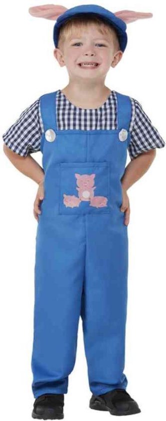 Smiffys Kinder Kostuum -Kids tm jaar- Toddler Country Piggy Blauw