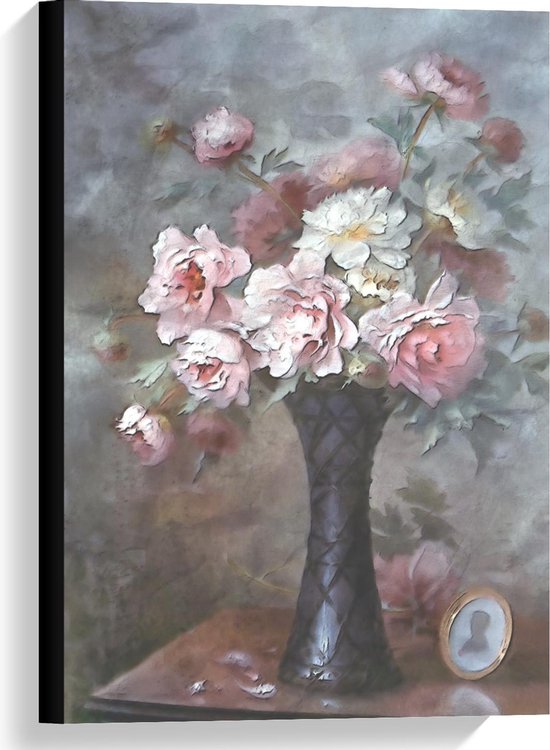 Canvas  - Roze Bos Bloemen Geschilderd  - 40x60cm Foto op Canvas Schilderij (Wanddecoratie op Canvas)