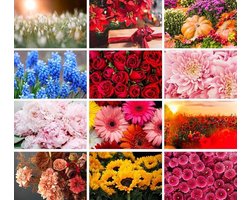 Cadeautip! Luxe ansichtkaarten set Bloemen 10x15 cm | 24 stuks | Wenskaarten Bloemen