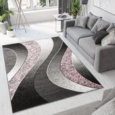 Tapiso Dream Vloerkleed Grijs Roze Modern Golven Woonkamer Tapijt Maat- 300x400