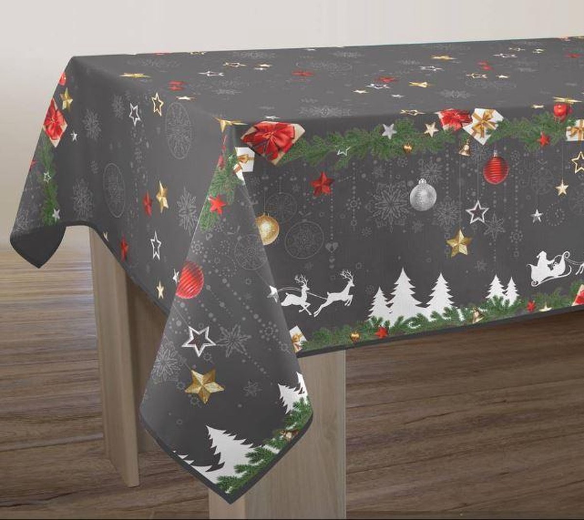 Tafelkleed anti-vlek Noël gris 350 x 150 cm Tafellaken - Decoratieve Tafel Accessoires - Woonkamer Decoratie - Bonne et Plus®