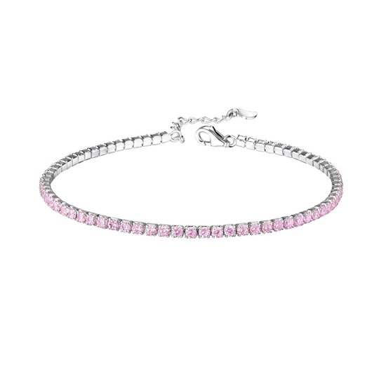 Joy|S - Zilveren tennis armband - zirkonia roze