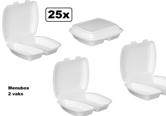 25x Menubox 2 vaks - take away maaltijd bezorging eten food bak vakken maaltijdbox menu afhaal