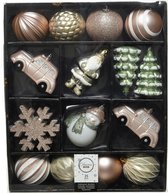 25 x Oneiro's luxe roze kerstballen – ø8 cm - 13 cm - kerstbal - luxe verpakking – kerstcollectie – kerstdecoratie – kerstboomhanger – kerstversiering - goud
